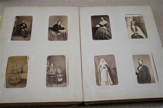 A Victorian photograph album containing 224 cabinet photographs of military figures, politicians, dignitaries, etc., qto, green moroc